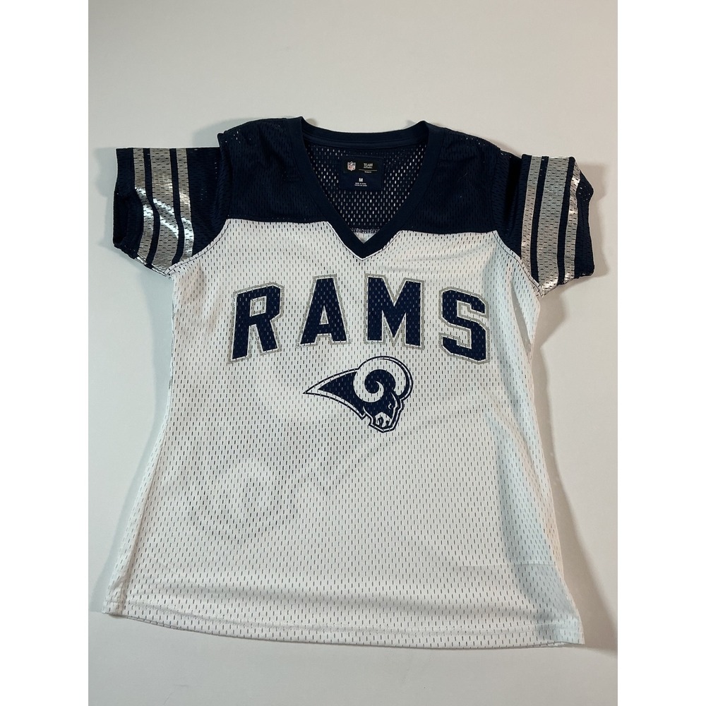 NFL Team Apparel LA Rams Women's Mesh Jersey White Blue Size M
